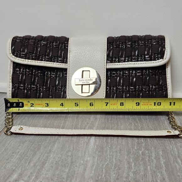 Kate Spade Woven Clutch Bag Shoulder Brown/White NWOT - Picture 4 of 12